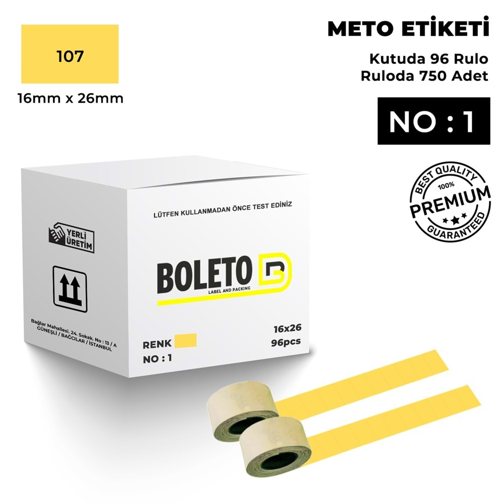 Meto Etiketi 107 Hardal Sarısı