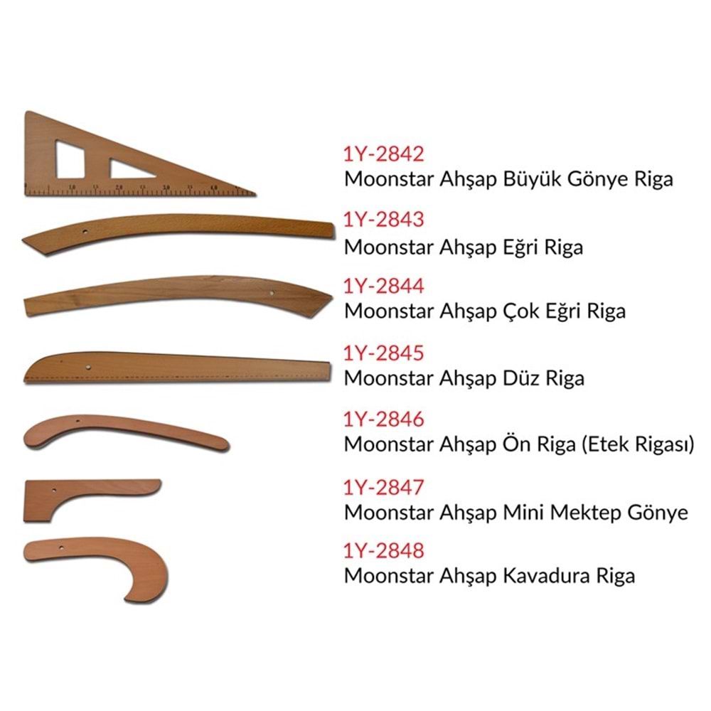 Ahşap Cetvel Riga Gönye Takım 7 Parça