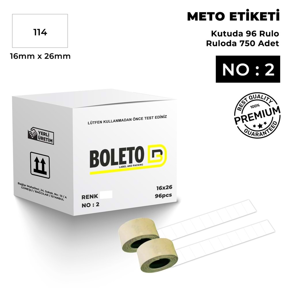 Meto Etiketi 114 Beyaz