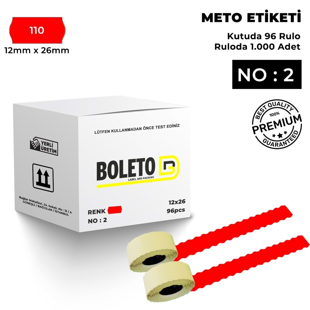 Meto Etiketi 110 Kırmızı
