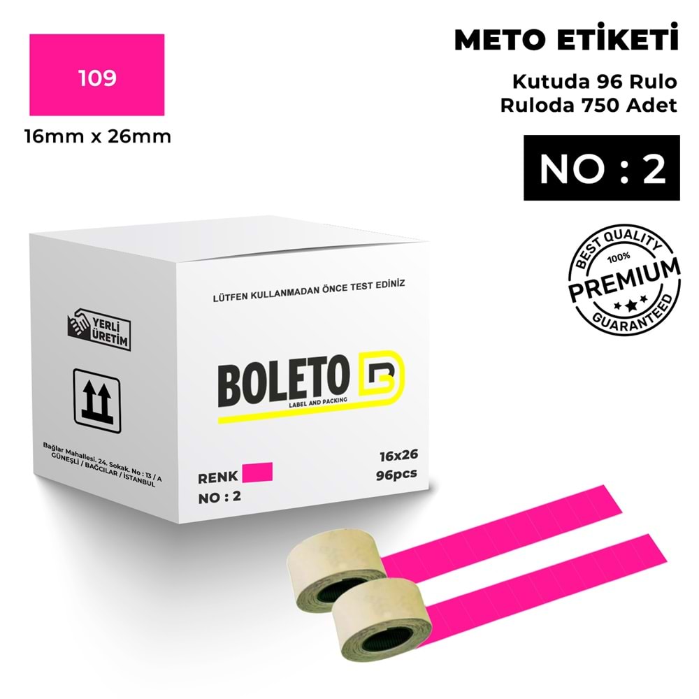 Meto Etiketi 109 Koyu Pembe