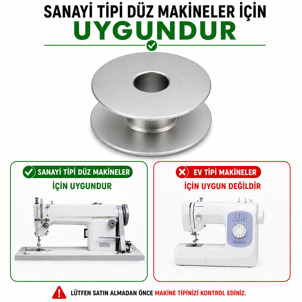 Sanayi Tipi Düz Dikiş Makinesi Alüminyum Çentiksiz Masura Bobin