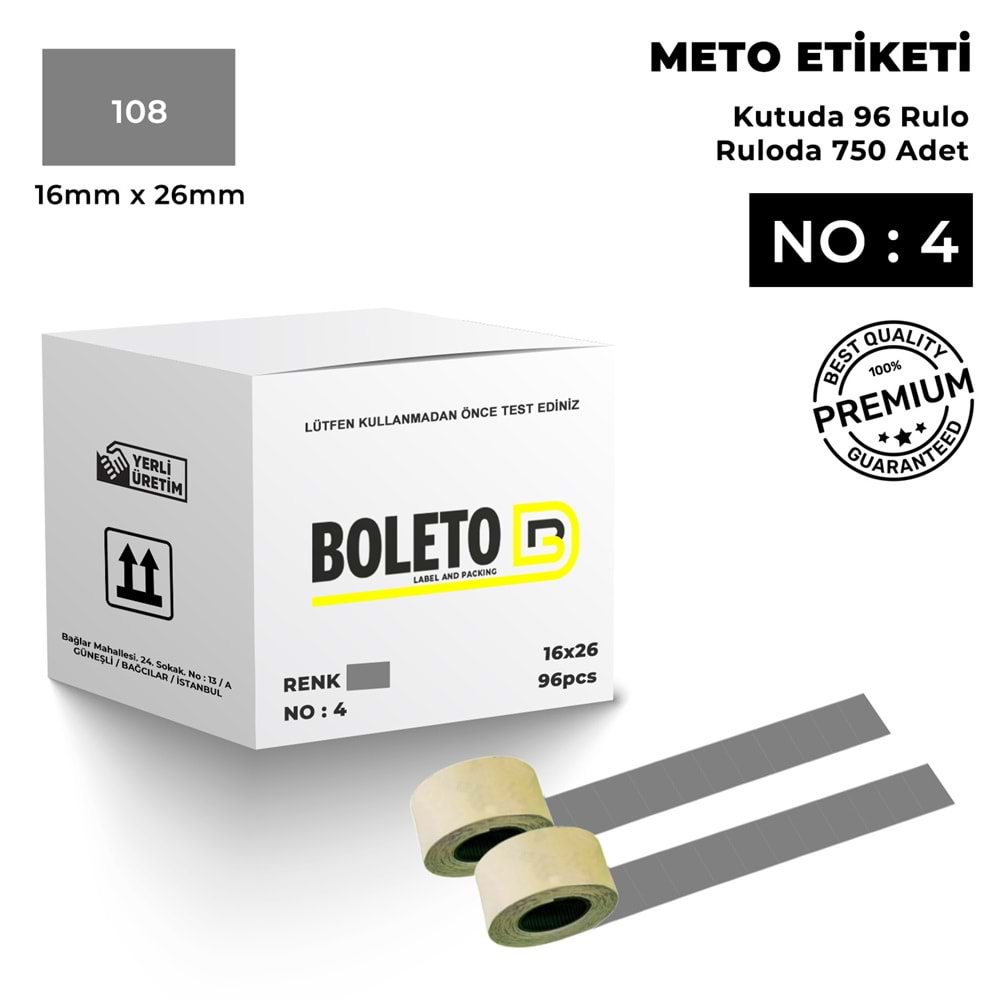 Meto Etiketi 108 Gri
