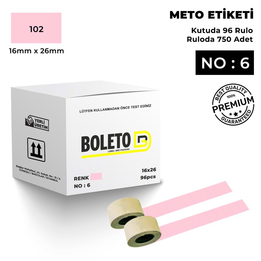 Meto Etiketi 102 Açık Pembe
