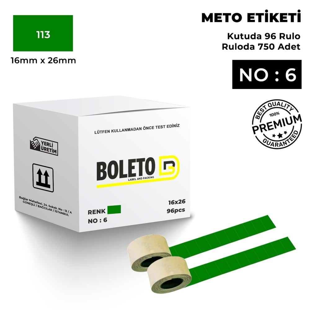 Meto Etiketi 113 Koyu Yeşil