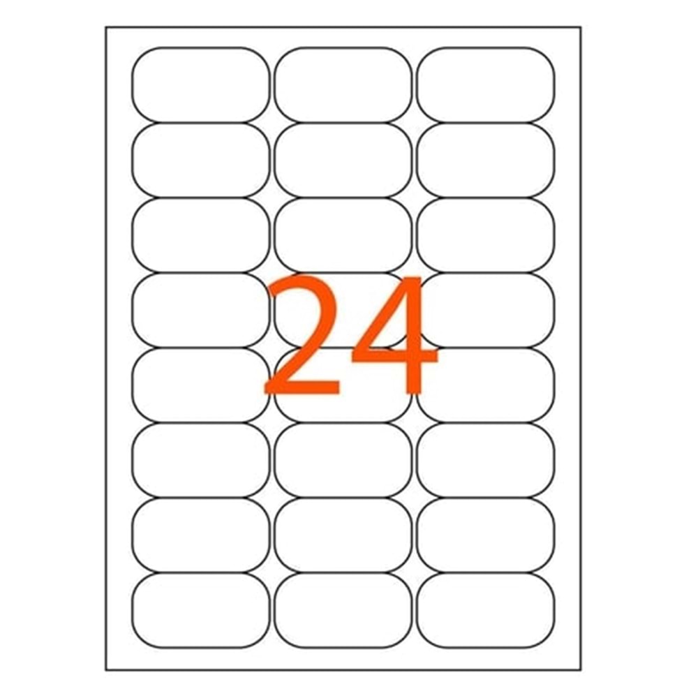Lazer Etiket 24 Adet Bölme Çerçevesiz