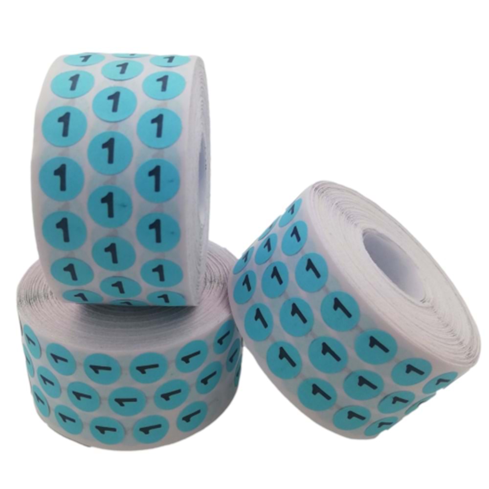 Sayı Etiketi No 1 Mavi Siyah 1 cm x 10.000 Adet