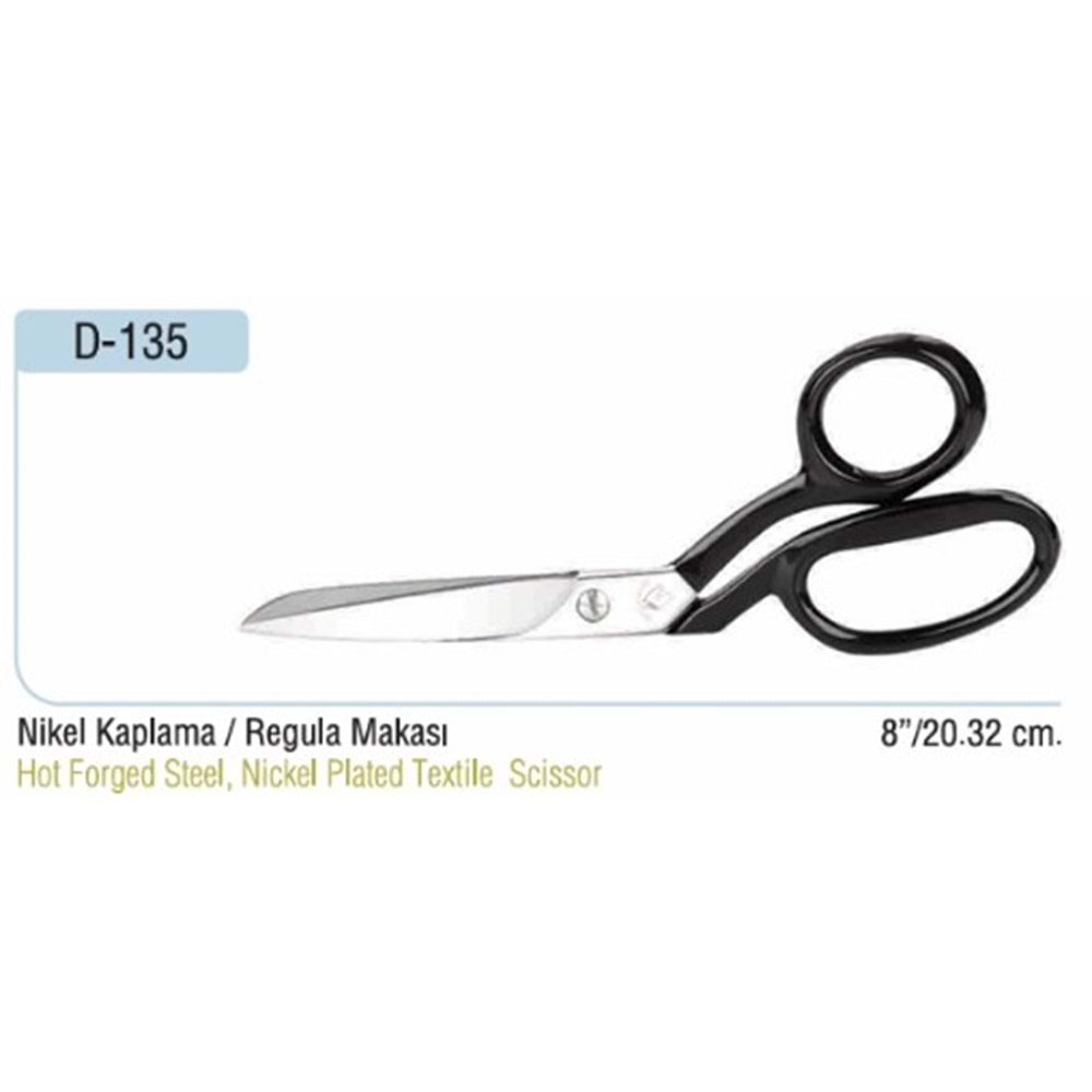 Nikel Kaplama Yatık Regula Makası 8 Inch