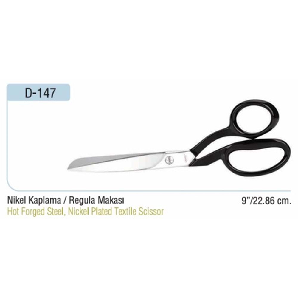 Nikel Kaplama Yatık Regula Makası 9 Inch