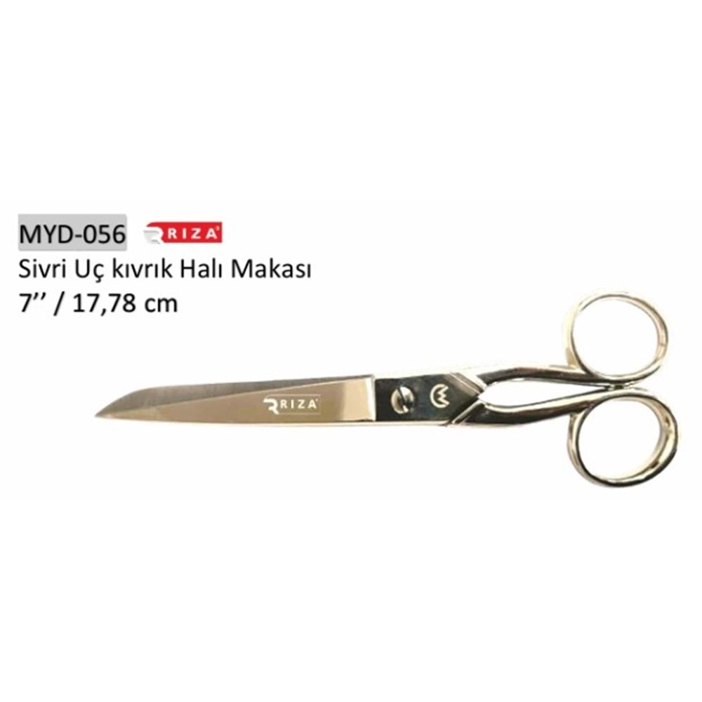 Sivri Uç Kıvrık Halı Makası 7 Inch