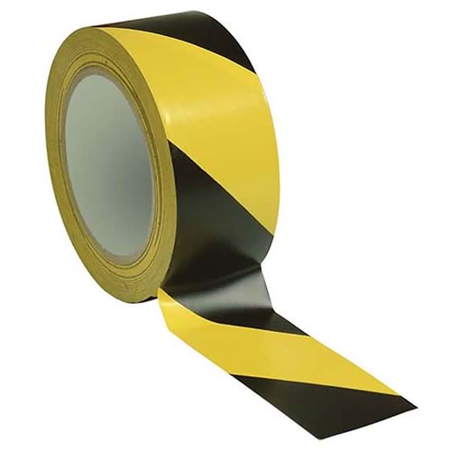 Pvc Sarı Siyah Yer İşaretleme Bandı 0.17 mm x 50 mm X 30 metre