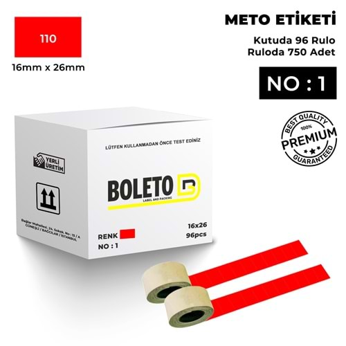 Meto Etiketi 110 Kırmızı