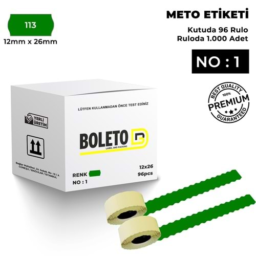 Meto Etiketi 113 Koyu Yeşil