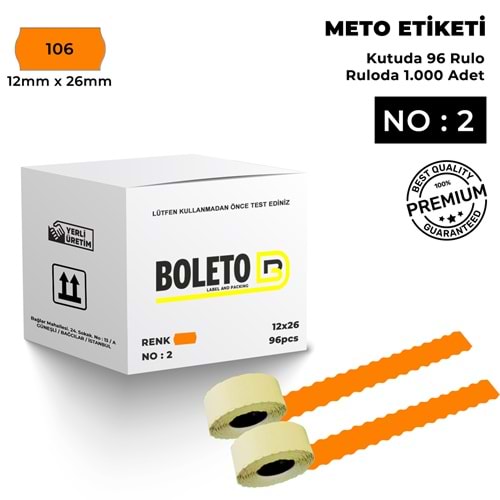 Meto Etiketi 106 Turuncu