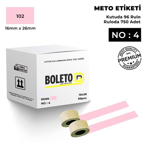 Meto Etiketi 102 Açık Pembe