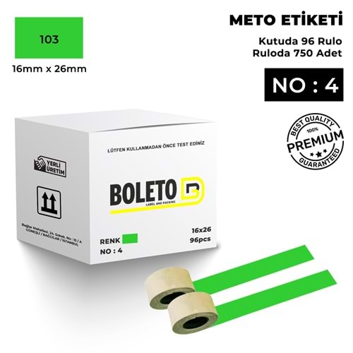 Meto Etiketi 103 Açık Yeşil