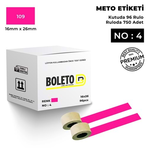 Meto Etiketi 109 Koyu Pembe