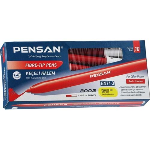 Keçeli Kalem Renk Kırmızı 10 Adet