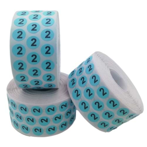 Sayı Etiketi No 2 Mavi Siyah 1 cm x 10.000 Adet