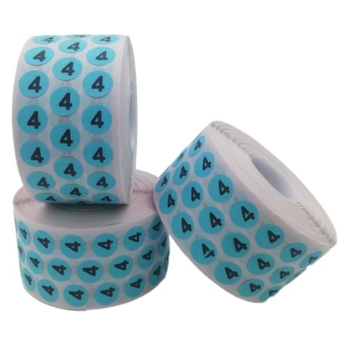 Sayı Etiketi No 4 Mavi Siyah 1 cm x 10.000 Adet