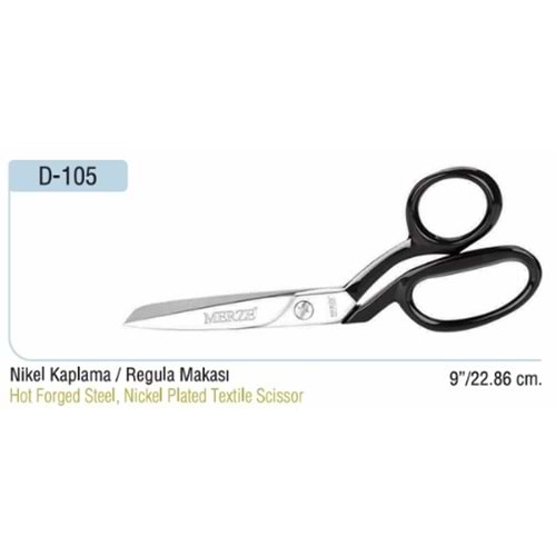 Nikel Kaplama Yatık Regula Makası 9 Inch