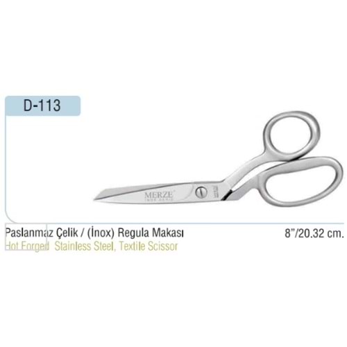 Paslanmaz Çelik Yatık Regula Makası 8 Inch