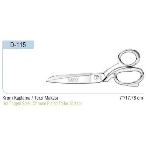 Krom Kaplama Somunlu Terzi Makası 7 Inch