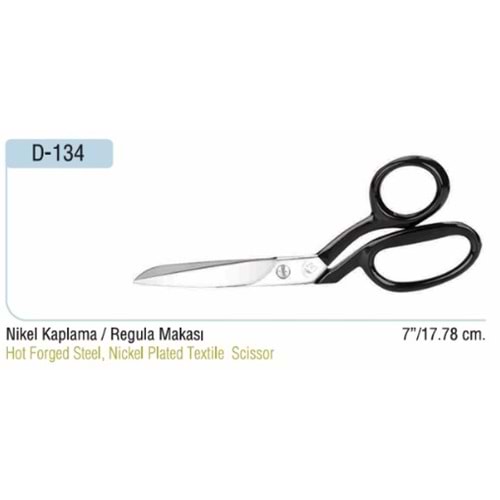 Nikel Kaplama Yatık Regula Makası 7 Inch