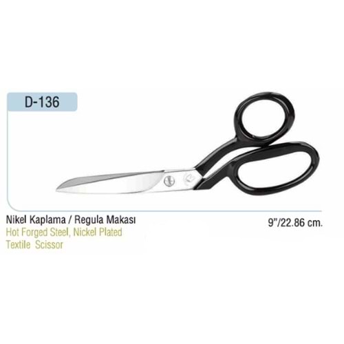 Nikel Kaplama Yatık Regula Makası 9 Inch