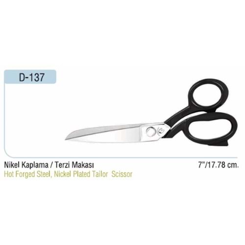 Nikel Kaplama Somunlu Terzi Makası 7 Inch