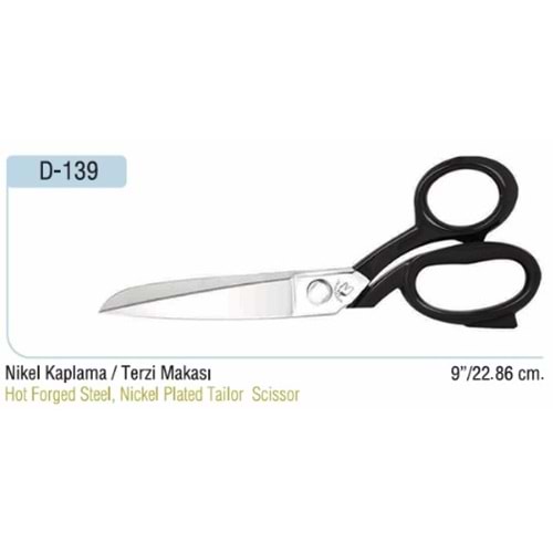 Nikel Kaplama Somunlu Terzi Makası 9 Inch