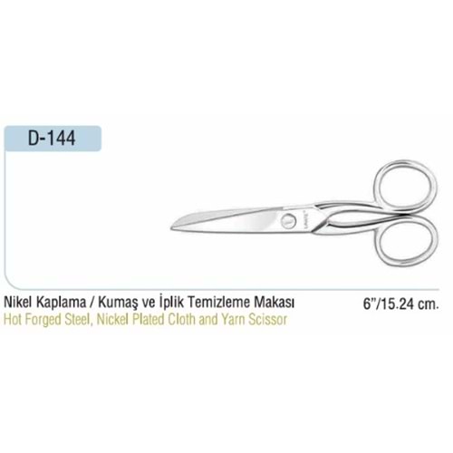 Nikel Kaplama İplik Temizleme Makası 6 Inch