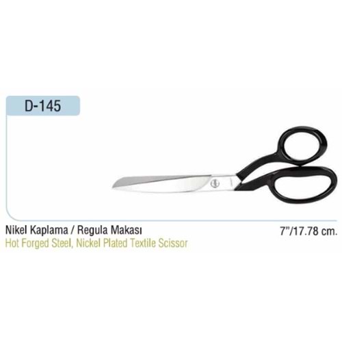 Nikel Kaplama Yatık Regula Makası 7 Inch