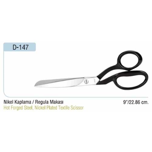 Nikel Kaplama Yatık Regula Makası 9 Inch