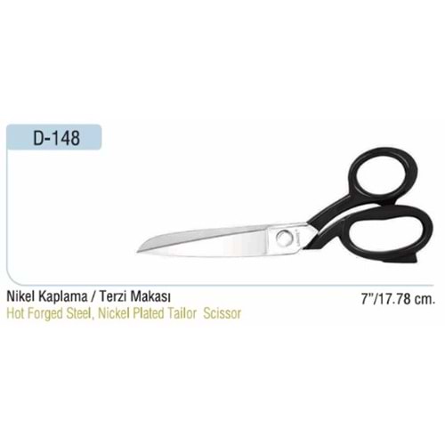 Nikel Kaplama Somunlu Terzi Makası 7 Inch