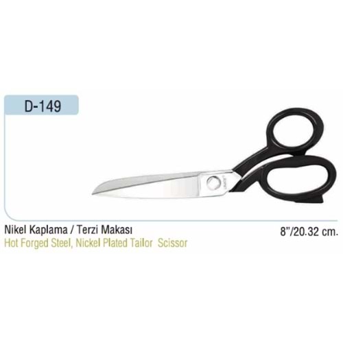 Nikel Kaplama Somunlu Terzi Makası 8 Inch