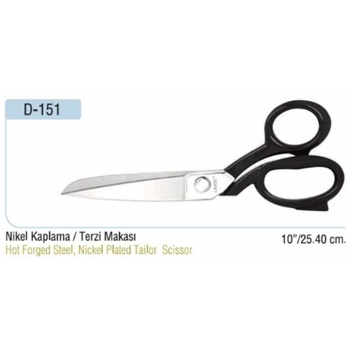 Nikel Kaplama Somunlu Terzi Makası 10 Inch