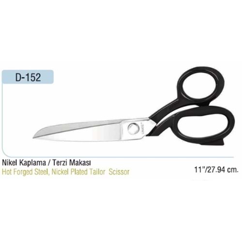 Nikel Kaplama Somunlu Terzi Makası 11 Inch