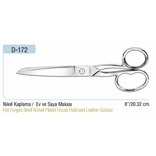 Nikel Kaplama Saya Makası 8 Inch