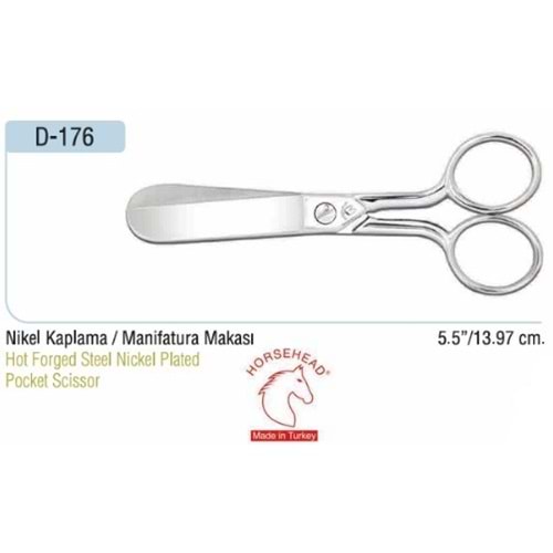 Nikel Kaplama Geniş Küt Uçlu Manifatura Makası 5.50 Inch