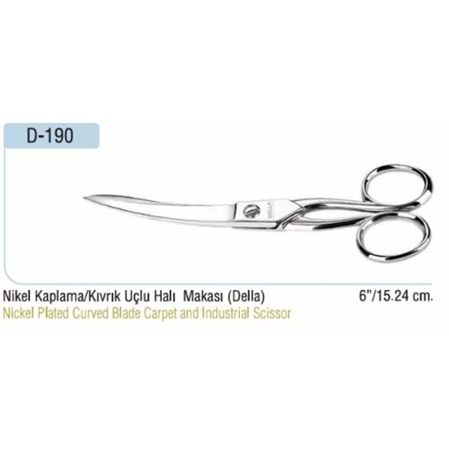 Nikel Kaplama Kıvrık Uçlu Halı Makası 6 Inch