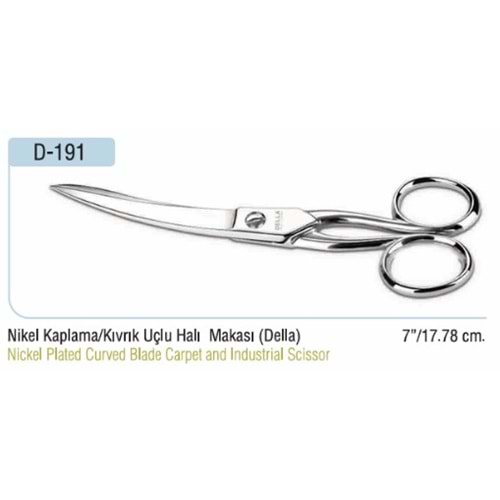 Nikel Kaplama Kıvrık Uçlu Halı Makası 7 Inch
