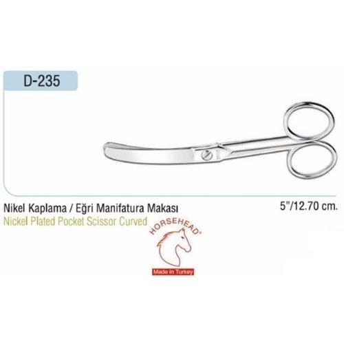 Nikel Kaplama Yana Eğri Manifatura Makası 5 Inch