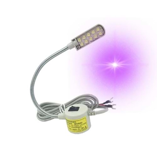 Dikiş Makinası Mıknatıslı Spiral UV Led Mor Işık Led Lamba 10 Adet Led