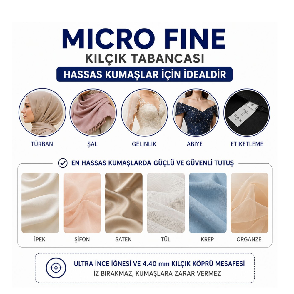 Micro Fine 4.40 mm Hassas Kumaş Kılçık Tabancası Yedek İğnesi 1 Adet Orijinal İğne